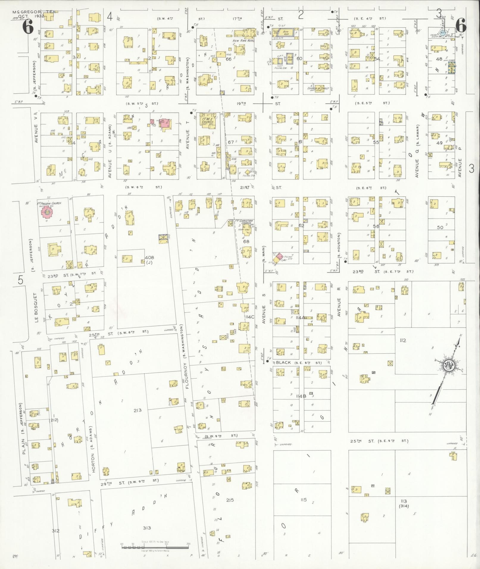 Sanborn Fire Insurance Map from McGregor, McLennan County, Texas (1932), Sheet #0006 - Historic Sanborn Fire Insurance Map Print, vintage old map wall art, antique decor, genealogy gift, Texas Texas map