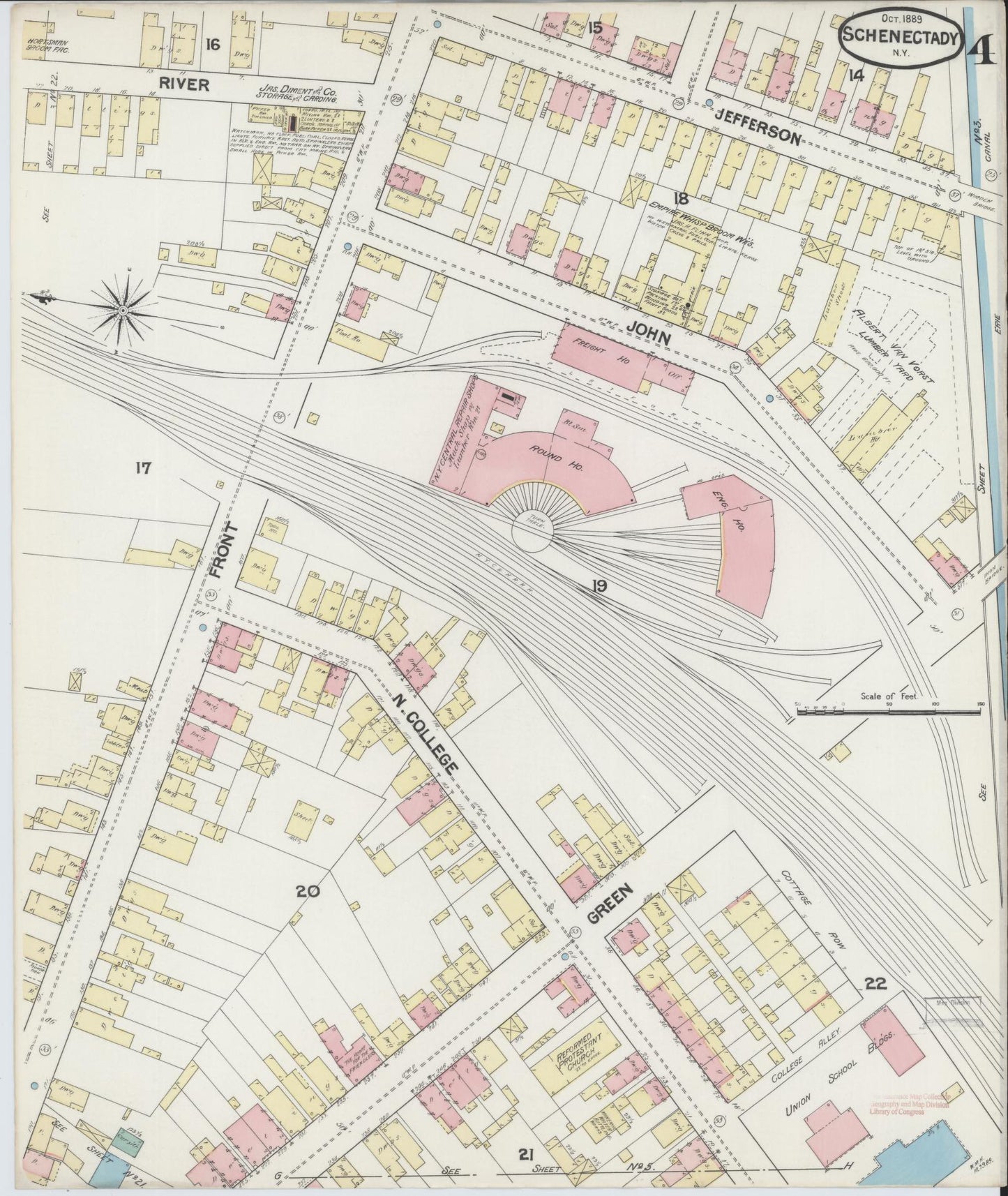 Sanborn Fire Insurance Map from Schenectady, Schenectady County, New York (1889), Sheet #0004 - Complete Map Set gallery image, historic Sanborn map, vintage wall art, New York New York