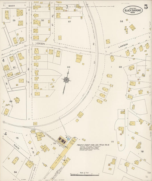 Sanborn Fire Insurance Map from Black Diamond, King County, Washington (1912), Sheet #0005 - Historic Sanborn Fire Insurance Map Print, vintage old map wall art, antique decor, genealogy gift, Washington Washington map