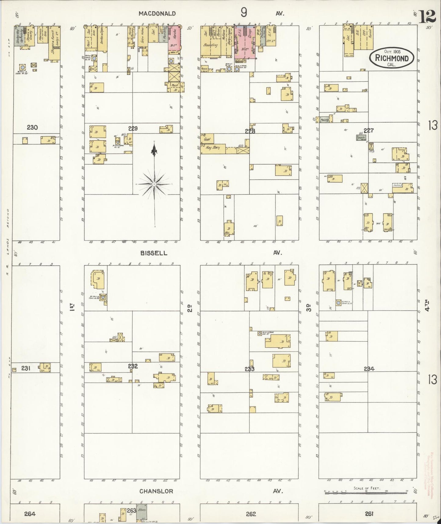 Sanborn Fire Insurance Map from Richmond, Contra Costa County, California (1905), Sheet #0012 - Complete Map Set gallery image, historic Sanborn map, vintage wall art, California California