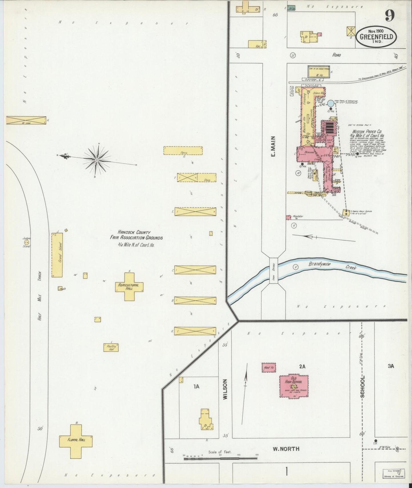 Sanborn Fire Insurance Map from Greenfield, Hancock County, Indiana (1900), Sheet #0009 - Complete Map Set gallery image, historic Sanborn map, vintage wall art, Indiana Indiana