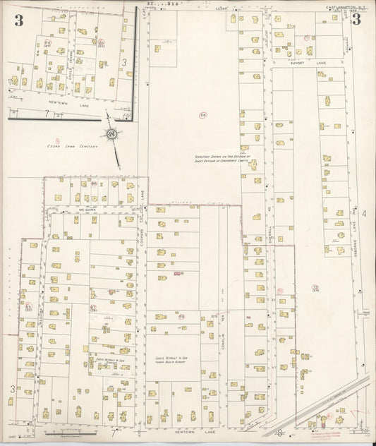 Sanborn Fire Insurance Map from Easthampton, Suffolk County, New York (1943), Sheet #0003 - Historic Sanborn Fire Insurance Map Print, vintage old map wall art, antique decor, genealogy gift, New York New York map