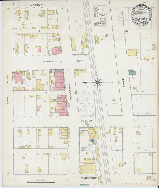Sanborn Fire Insurance Map from Minooka, Grundy County, Illinois (1893), Sheet #0001 - Historic Sanborn Fire Insurance Map Print, vintage old map wall art, antique decor, genealogy gift, Illinois Illinois map