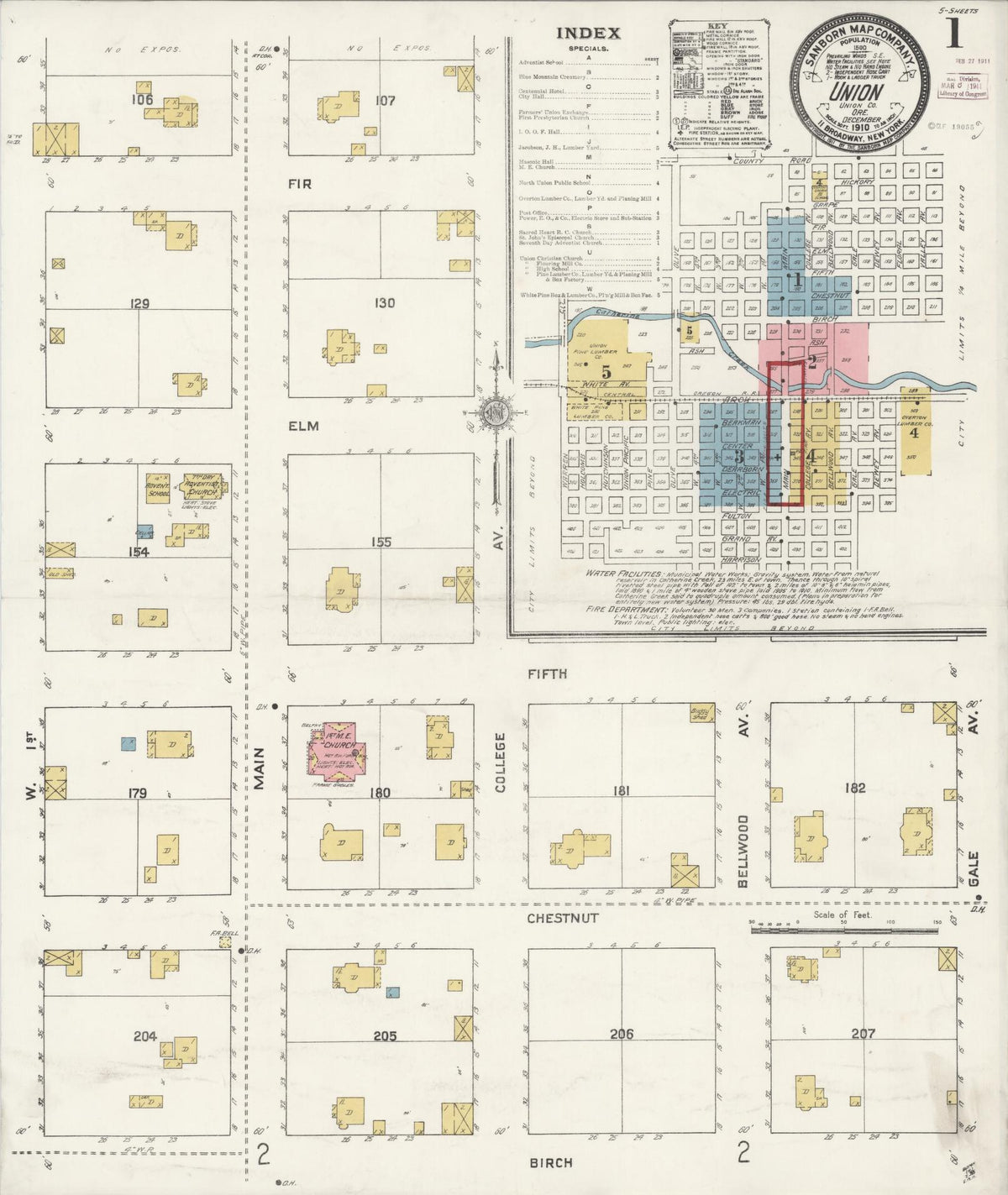 Sanborn Fire Insurance Map from Union, Union County, Oregon (1910), Sheet #0001 - Historic Sanborn Fire Insurance Map Print, vintage old map wall art, antique decor, genealogy gift, Oregon Oregon map