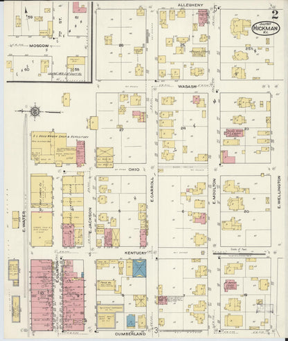 Sanborn Fire Insurance Map from Hickman, Fulton County, Kentucky (1917), Sheet #0002 - Complete Map Set gallery image, historic Sanborn map, vintage wall art, Kentucky Kentucky