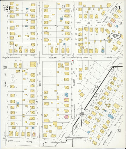 Sanborn Fire Insurance Map from Beloit, Rock County, Wisconsin (1926), Sheet #0021 - Historic Sanborn Fire Insurance Map Print, vintage old map wall art, antique decor, genealogy gift, Wisconsin Wisconsin map