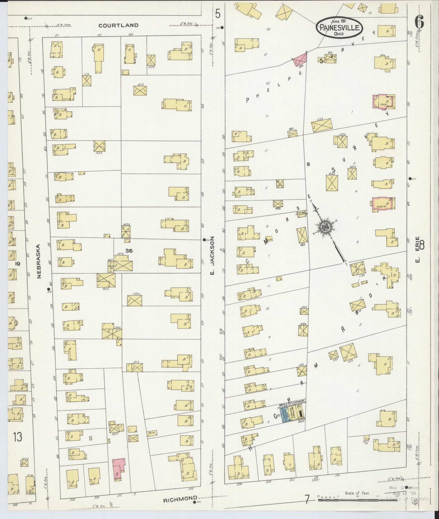 Sanborn Fire Insurance Map from Painesville, Lake County, Ohio (1911), Sheet #0006 - Complete Map Set gallery image, historic Sanborn map, vintage wall art, Ohio Ohio