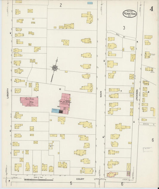 Sanborn Fire Insurance Map from Penn Yan, Yates County, New York (1915), Sheet #0003 - Historic Sanborn Fire Insurance Map Print, vintage old map wall art, antique decor, genealogy gift, New York New York map