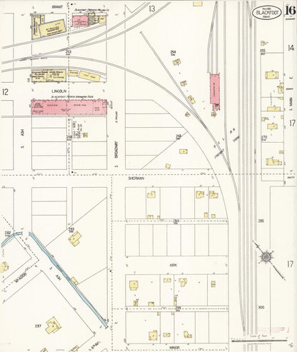 Sanborn Fire Insurance Map from Blackfoot, Bingham County, Idaho (1921), Sheet #0016 - Complete Map Set gallery image, historic Sanborn map, vintage wall art, Idaho Idaho