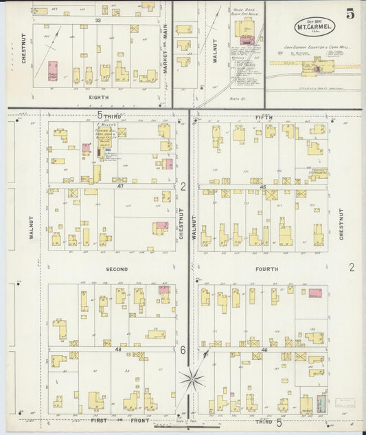 Sanborn Fire Insurance Map from Mount Carmel, Wabash County, Illinois (1897), Sheet #0005 - Historic Sanborn Fire Insurance Map Print, vintage old map wall art, antique decor, genealogy gift, Illinois Illinois map