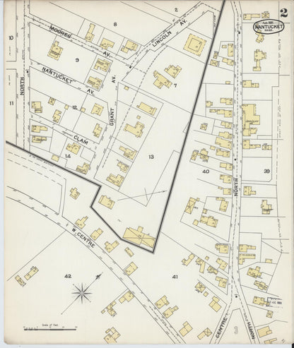 Sanborn Fire Insurance Map from Nantucket, Nantucket County, Massachusetts (1892), Sheet #0002 - Historic Sanborn Fire Insurance Map Print, vintage old map wall art, antique decor, genealogy gift, Massachusetts Massachusetts map