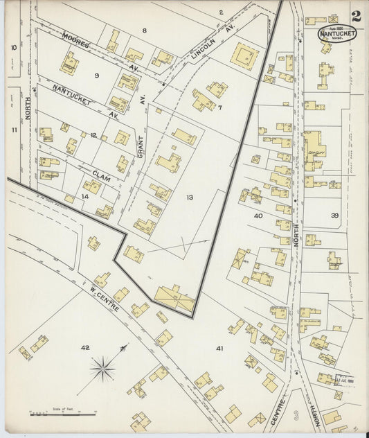 Sanborn Fire Insurance Map from Nantucket, Nantucket County, Massachusetts (1892), Sheet #0002 - Historic Sanborn Fire Insurance Map Print, vintage old map wall art, antique decor, genealogy gift, Massachusetts Massachusetts map