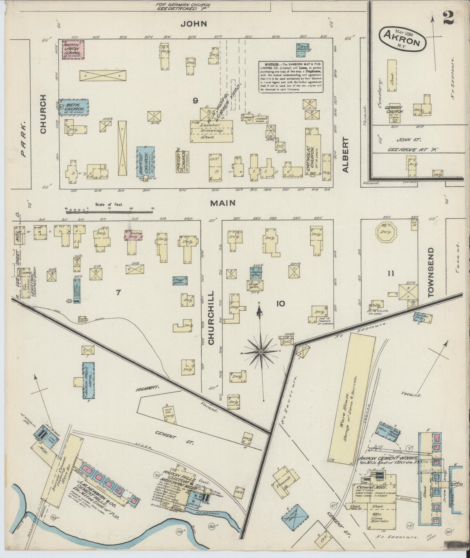 Sanborn Fire Insurance Map from Akron, Erie County, New York (1884), Sheet #0002 - Complete Map Set gallery image, historic Sanborn map, vintage wall art, New York New York