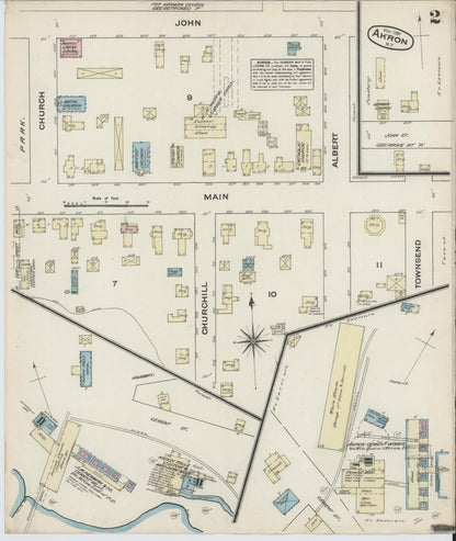 Sanborn Fire Insurance Map from Akron, Erie County, New York (1884), Sheet #0002 - Complete Map Set gallery image, historic Sanborn map, vintage wall art, New York New York