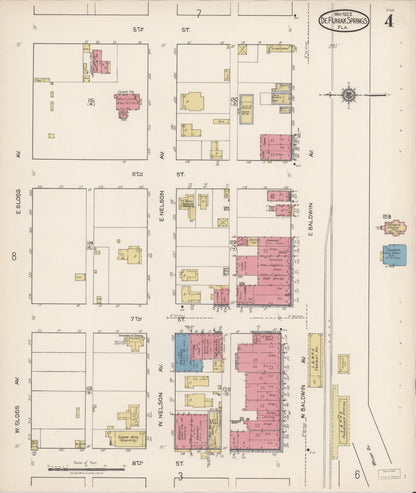 Sanborn Fire Insurance Map from De Funiak Springs, Walton County, Florida (1922), Sheet #0004 - Historic Sanborn Fire Insurance Map Print, vintage old map wall art, antique decor, genealogy gift, Florida Florida map