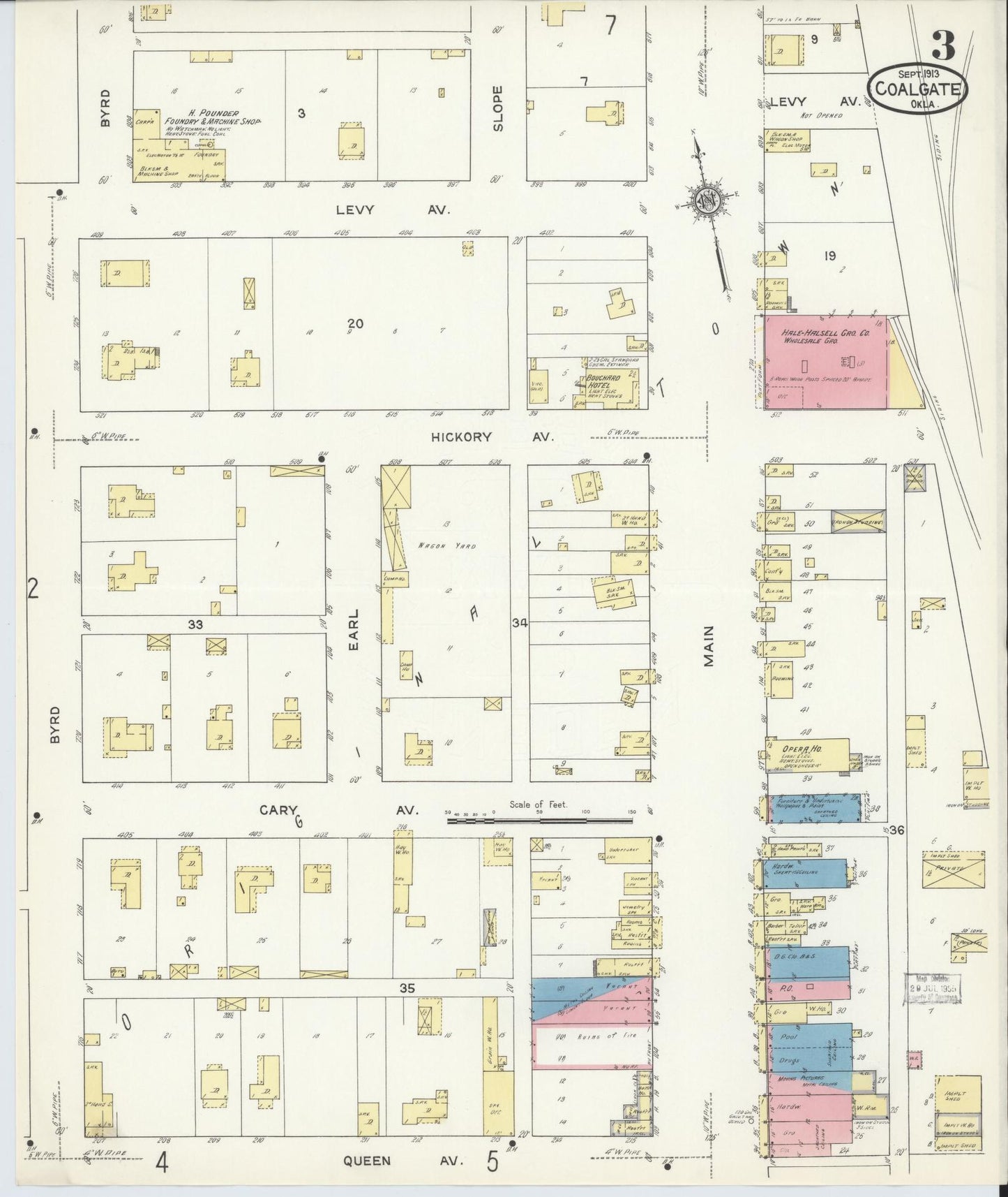 Sanborn Fire Insurance Map from Coalgate, Coal County, Oklahoma (1913), Sheet #0003 - Complete Map Set gallery image, historic Sanborn map, vintage wall art, Oklahoma Oklahoma