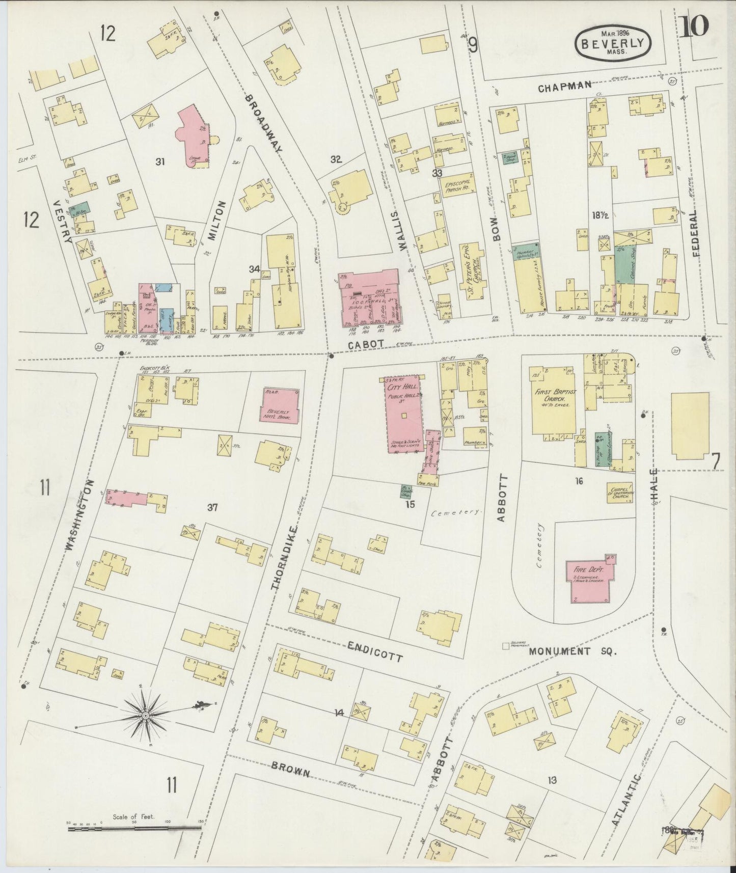 Sanborn Fire Insurance Map from Beverly, Essex County, Massachusetts (1896), Sheet #0010 - Complete Map Set gallery image, historic Sanborn map, vintage wall art, Massachusetts Massachusetts