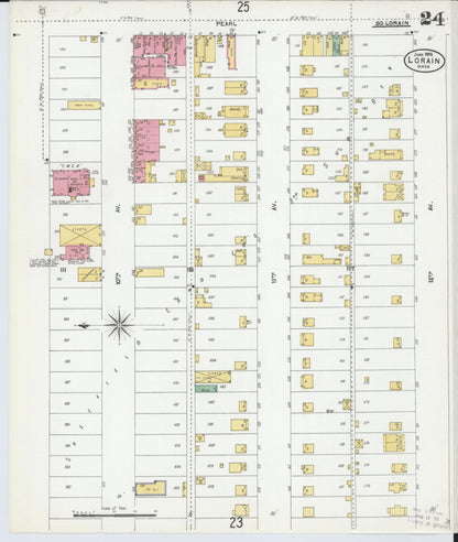 Sanborn Fire Insurance Map from Lorain, Lorain County, Ohio (1905), Sheet #0024 - Historic Sanborn Fire Insurance Map Print, vintage old map wall art, antique decor, genealogy gift, Ohio Ohio map