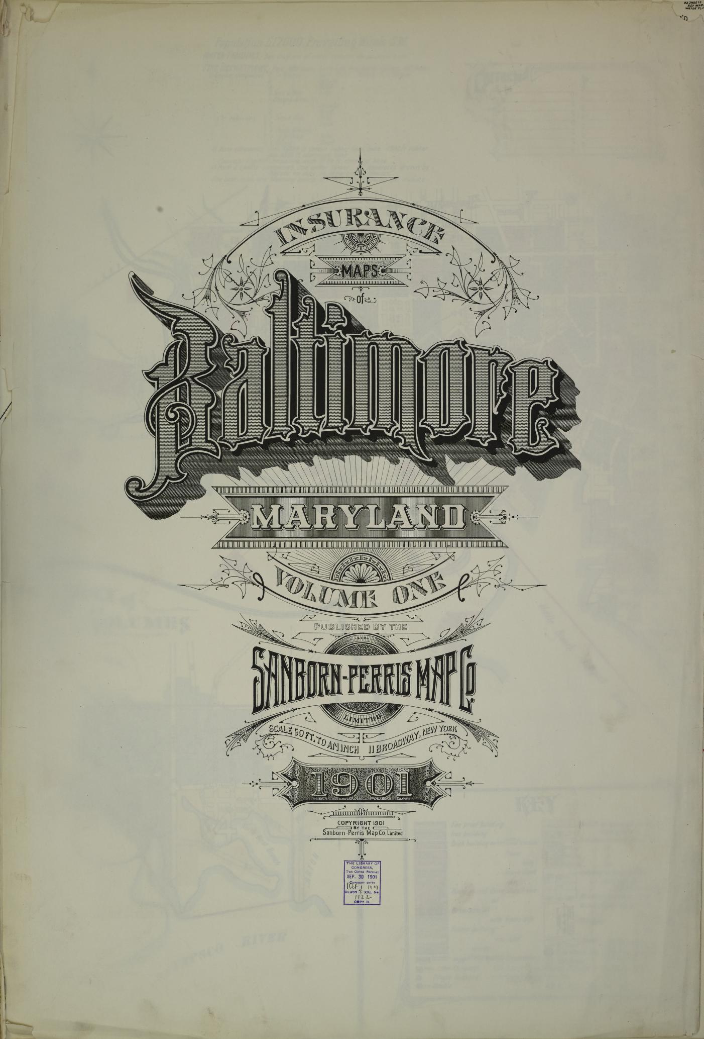 Sanborn Fire Insurance Map from Baltimore, Independent Cities, Maryland (1901), Sheet #0001 - Historic Sanborn Fire Insurance Map Print, vintage old map wall art, antique decor, genealogy gift, Maryland Maryland map