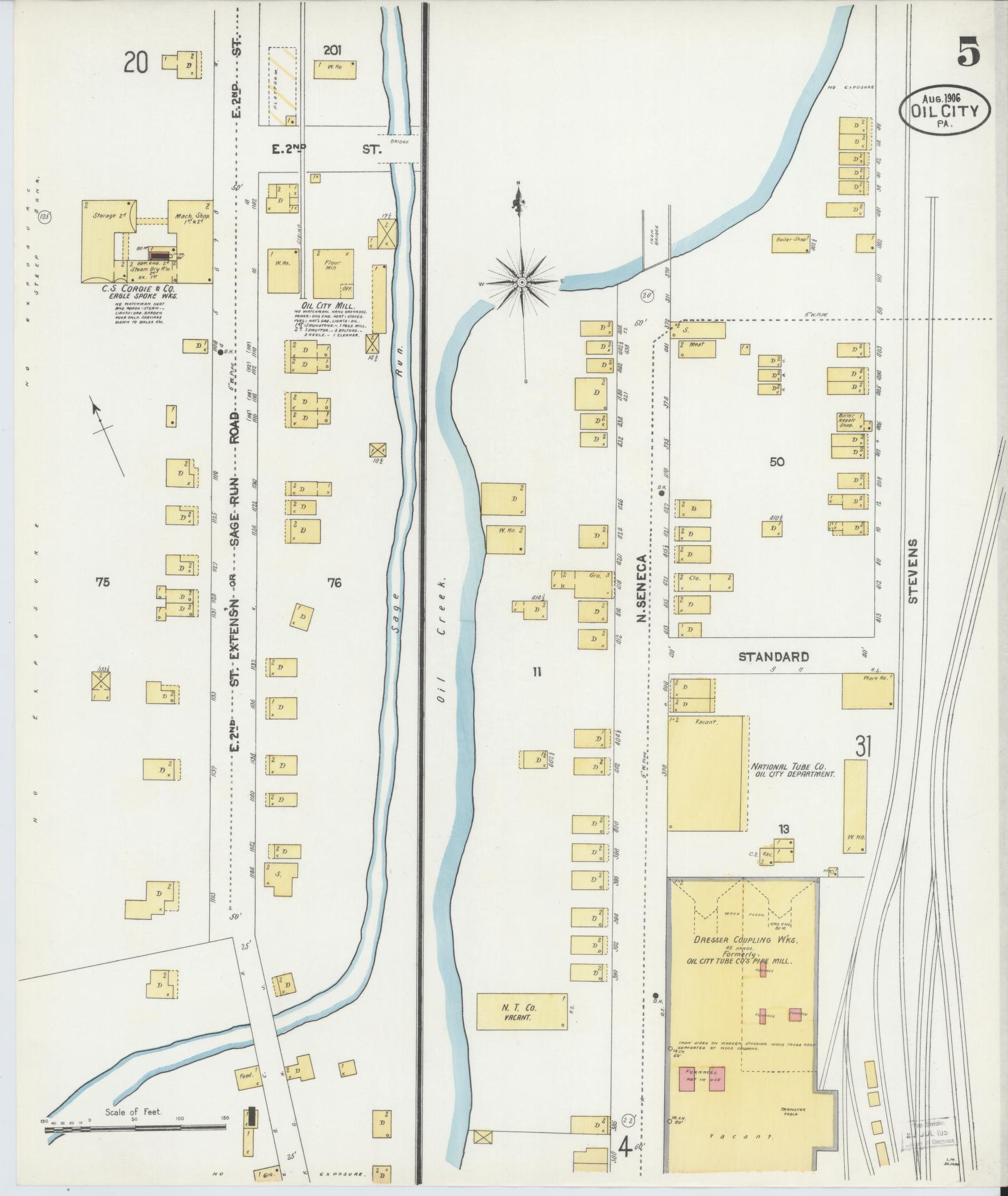 Sanborn Fire Insurance Map from Oil City, Venango County, Pennsylvania (1906), Sheet #0005 - Complete Map Set gallery image, historic Sanborn map, vintage wall art, Pennsylvania Pennsylvania