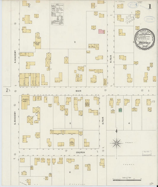 Sanborn Fire Insurance Map from Brookfield, Madison County, New York (1898), Sheet #0001 - Complete Map Set gallery image, historic Sanborn map, vintage wall art, New York New York