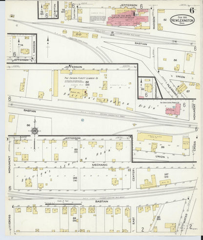 Sanborn Fire Insurance Map from New Lexington, Perry County, Ohio (1916), Sheet #0006 - Complete Map Set gallery image, historic Sanborn map, vintage wall art, Ohio Ohio