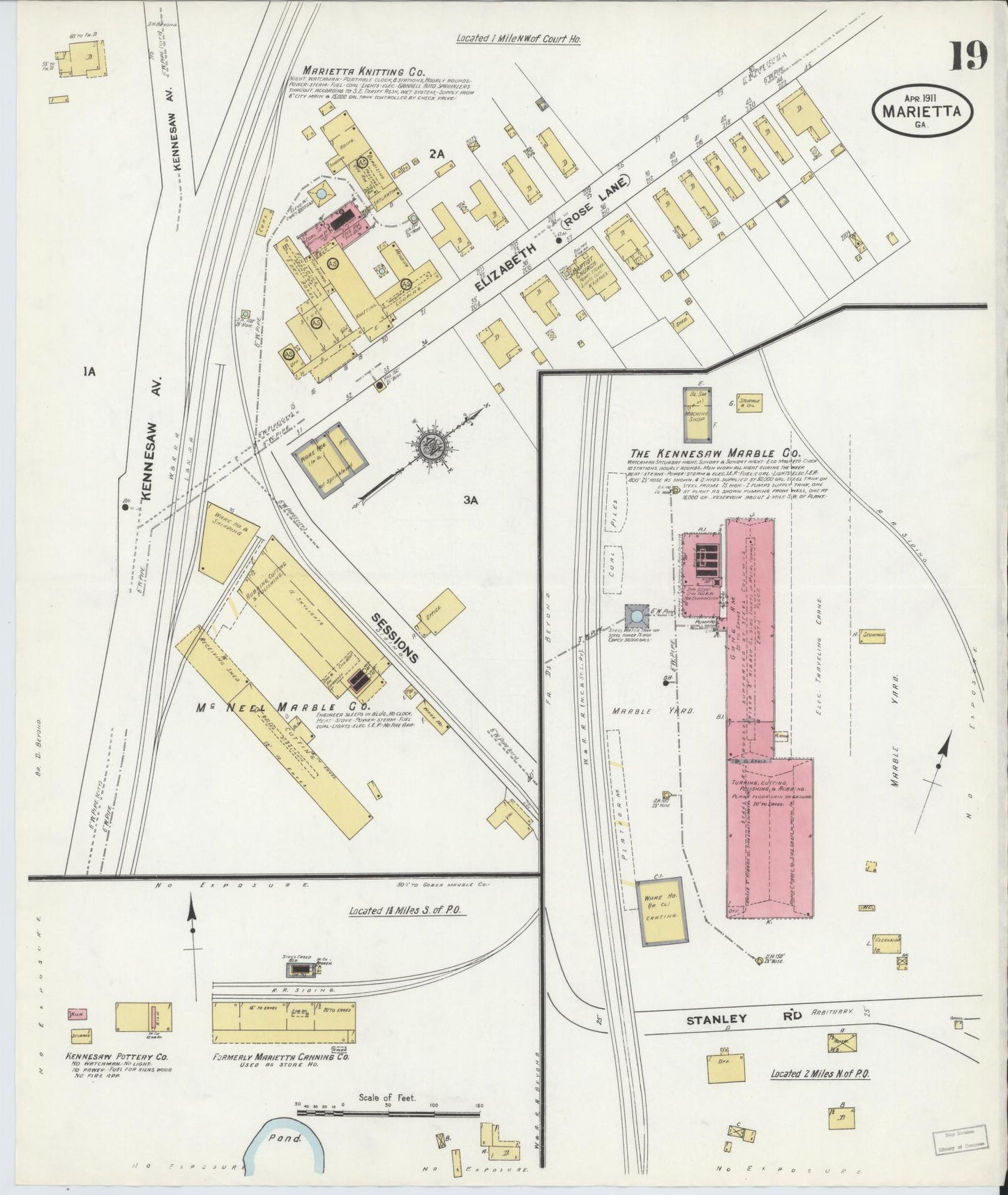 Sanborn Fire Insurance Map from Marietta, Cobb County, Georgia (1911), Sheet #0019 - Complete Map Set gallery image, historic Sanborn map, vintage wall art, Georgia Georgia