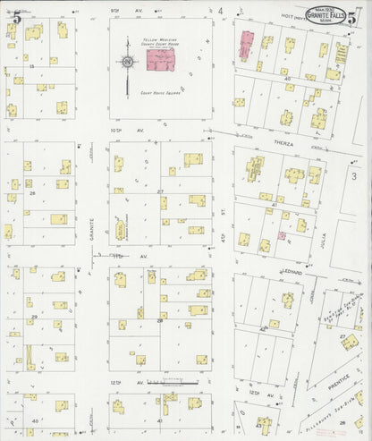 Sanborn Fire Insurance Map from Granite Falls, Yellow Medicine And Chippewa Counties, Minnesota (1930), Sheet #0005 - Complete Map Set gallery image, historic Sanborn map, vintage wall art, Minnesota Minnesota