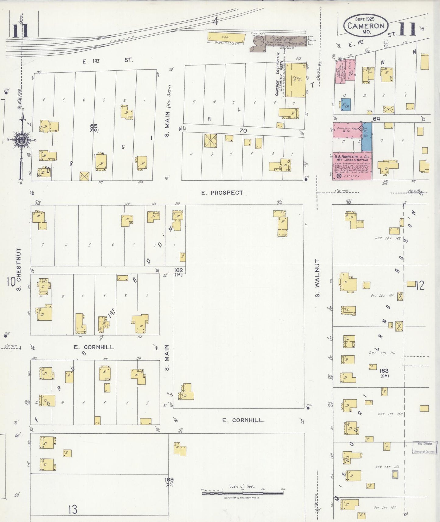 Sanborn Fire Insurance Map from Cameron, Clinton County, Missouri (1925), Sheet #0011 - Complete Map Set gallery image, historic Sanborn map, vintage wall art, Missouri Missouri