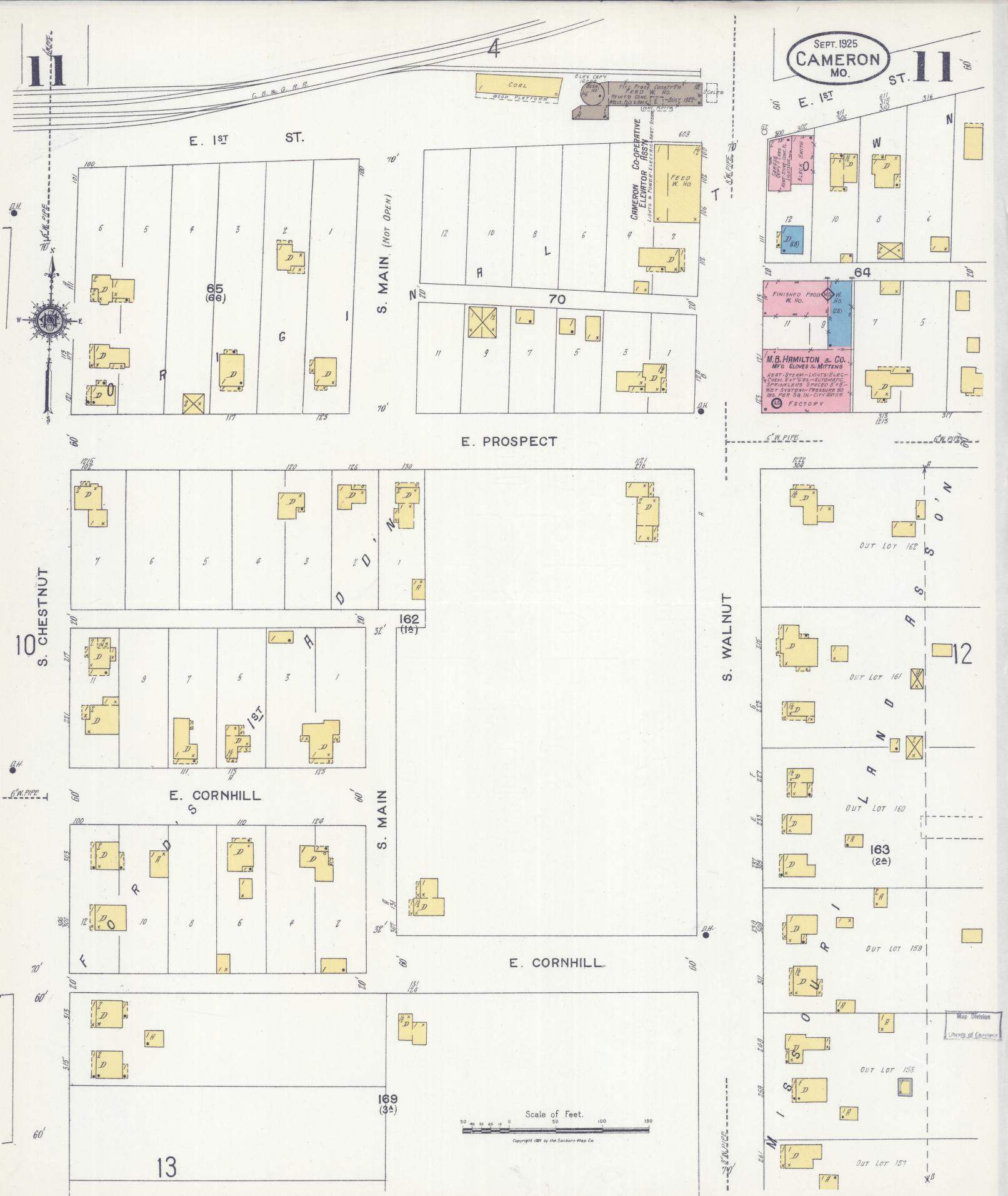 Sanborn Fire Insurance Map from Cameron, Clinton County, Missouri (1925), Sheet #0011 - Complete Map Set gallery image, historic Sanborn map, vintage wall art, Missouri Missouri