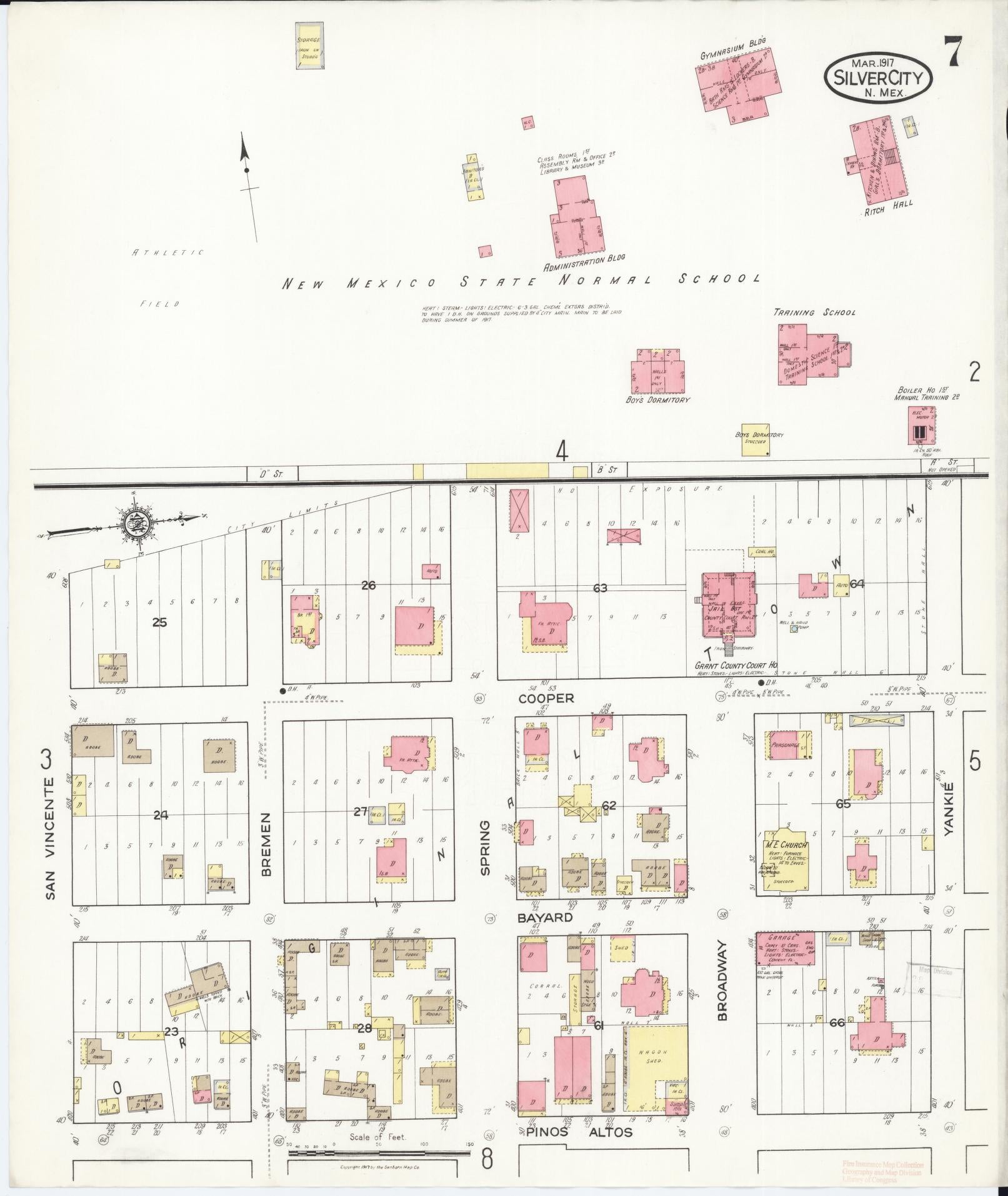 Sanborn Fire Insurance Map from Silver City, Grant County, New Mexico (1917), Sheet #0007 - Complete Map Set gallery image, historic Sanborn map, vintage wall art, New Mexico New Mexico