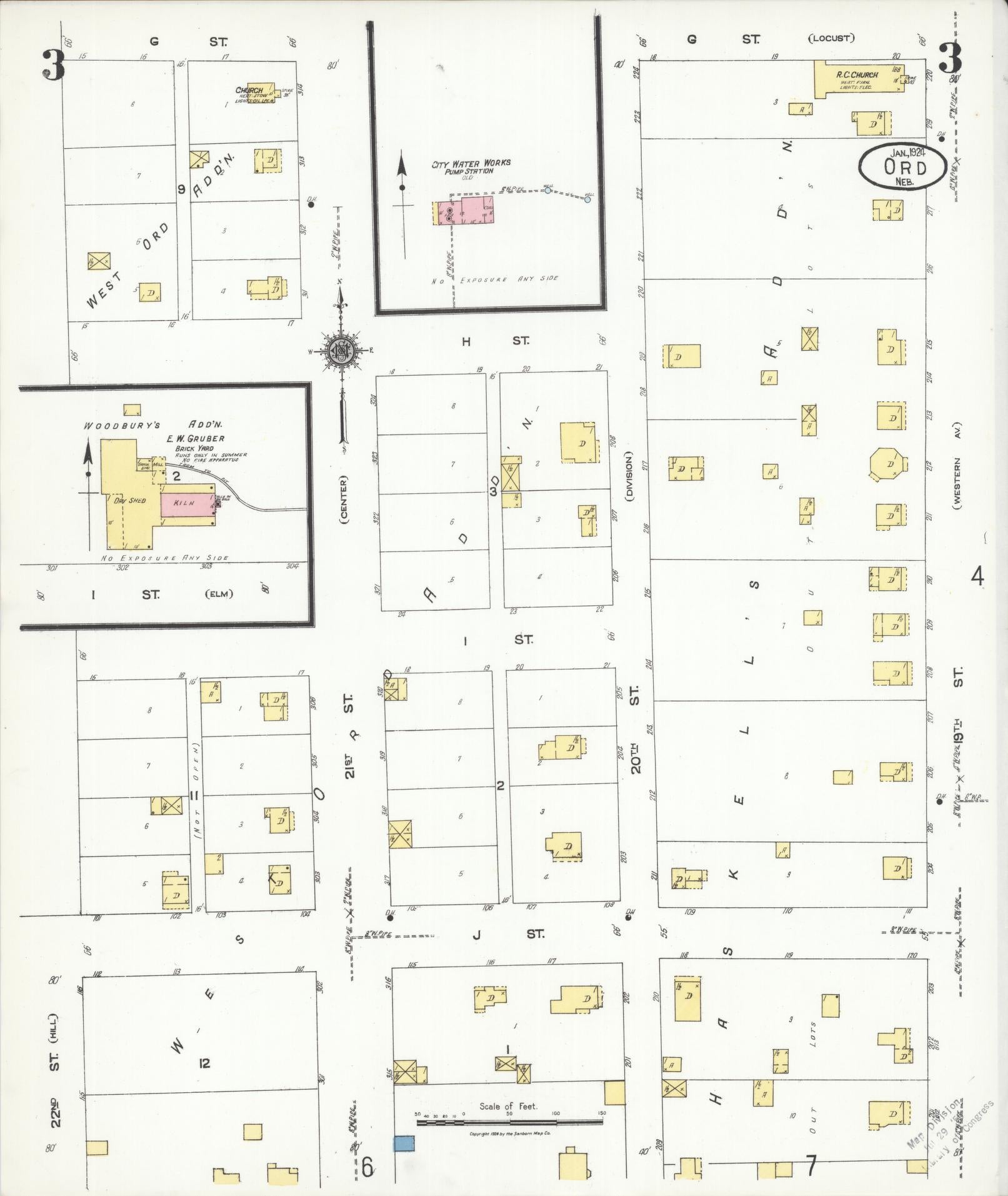 Sanborn Fire Insurance Map from Ord, Valley County, Nebraska (1924), Sheet #0003 - Complete Map Set gallery image, historic Sanborn map, vintage wall art, Nebraska Nebraska