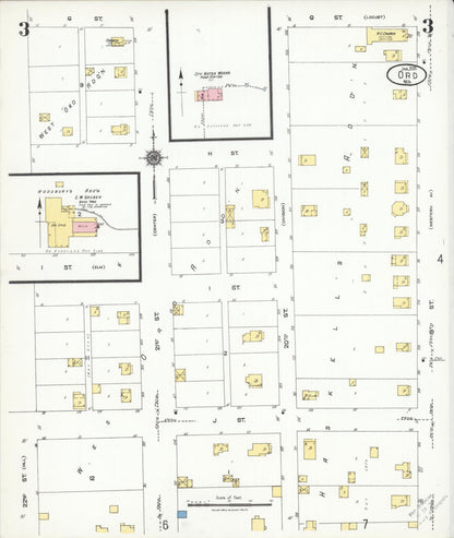 Sanborn Fire Insurance Map from Ord, Valley County, Nebraska (1924), Sheet #0003 - Complete Map Set gallery image, historic Sanborn map, vintage wall art, Nebraska Nebraska
