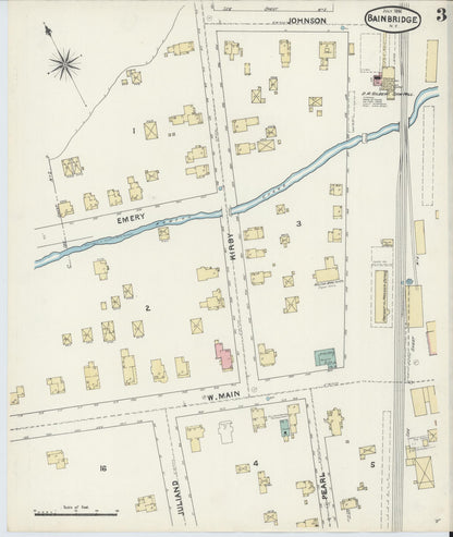 Sanborn Fire Insurance Map from Bainbridge, Chenango County, New York (1891), Sheet #0003 - Complete Map Set gallery image, historic Sanborn map, vintage wall art, New York New York
