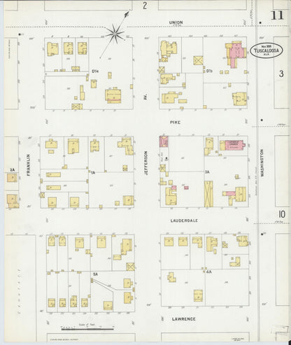 Sanborn Fire Insurance Map from Tuscaloosa, Tuscaloosa County, Alabama (1899), Sheet #0011 - Complete Map Set gallery image, historic Sanborn map, vintage wall art, Alabama Alabama