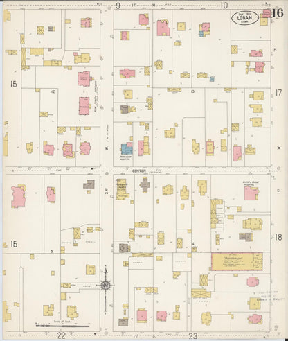Sanborn Fire Insurance Map from Logan, Cache County, Utah (1911), Sheet #0016 - Complete Map Set gallery image, historic Sanborn map, vintage wall art, Utah Utah