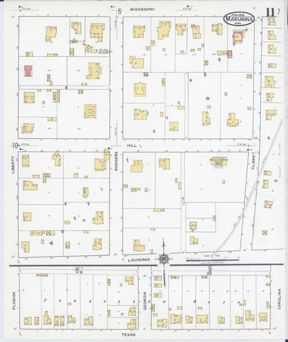 Sanborn Fire Insurance Map from Marianna, Lee County, Arkansas (1919), Sheet #0011 - Complete Map Set gallery image, historic Sanborn map, vintage wall art, Arkansas Arkansas