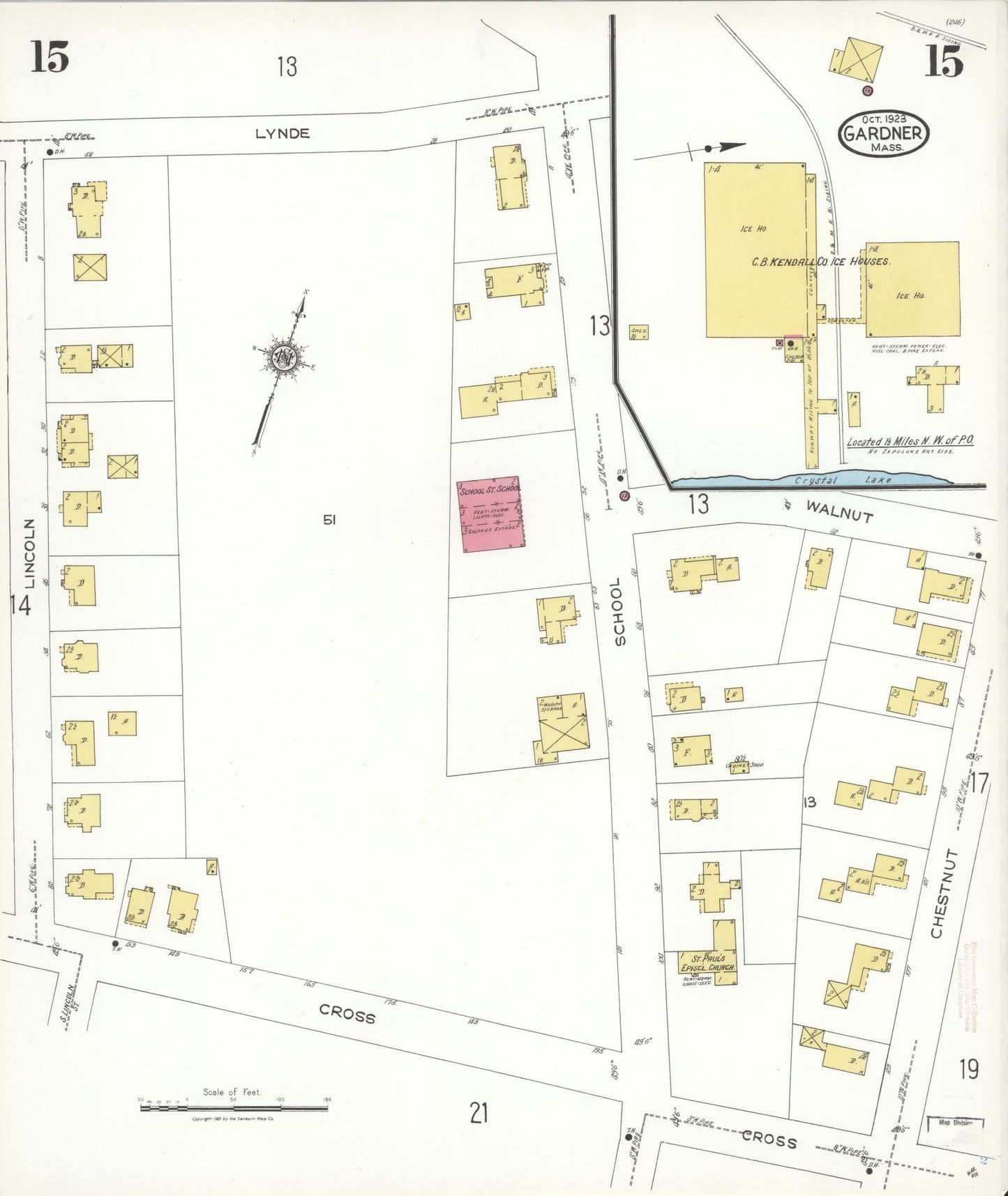 Sanborn Fire Insurance Map from Gardner, Worcester County, Massachusetts (1923), Sheet #0015 - Complete Map Set gallery image, historic Sanborn map, vintage wall art, Massachusetts Massachusetts