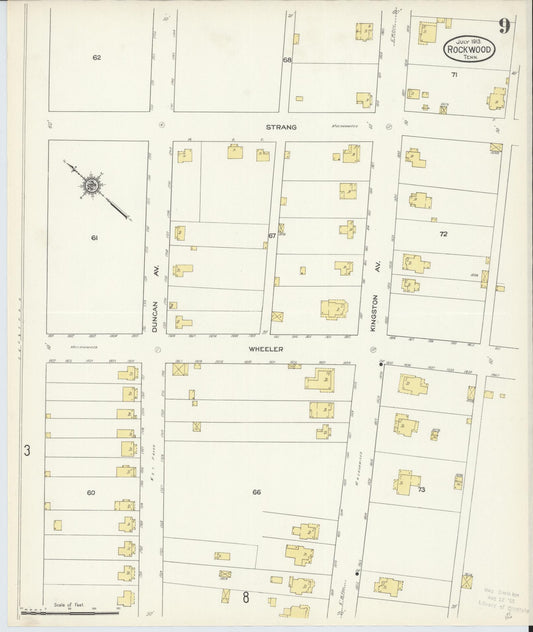 Sanborn Fire Insurance Map from Rockwood, Roane County, Tennessee (1913), Sheet #0009 - Historic Sanborn Fire Insurance Map Print, vintage old map wall art, antique decor, genealogy gift, Tennessee Tennessee map