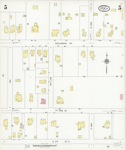 Sanborn Fire Insurance Map from Ocala, Marion County, Florida (1924), Sheet #0005 - Complete Map Set gallery image, historic Sanborn map, vintage wall art, Florida Florida