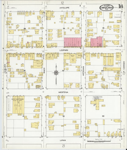 Sanborn Fire Insurance Map from Corpus Christi, Nueces County, Texas (1919), Sheet #0016 - Complete Map Set gallery image, historic Sanborn map, vintage wall art, Texas Texas