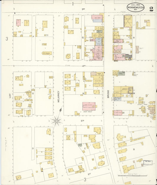 Sanborn Fire Insurance Map from Winnemucca, Humboldt County, Nevada (1904), Sheet #0002 - Historic Sanborn Fire Insurance Map Print, vintage old map wall art, antique decor, genealogy gift, Nevada Nevada map