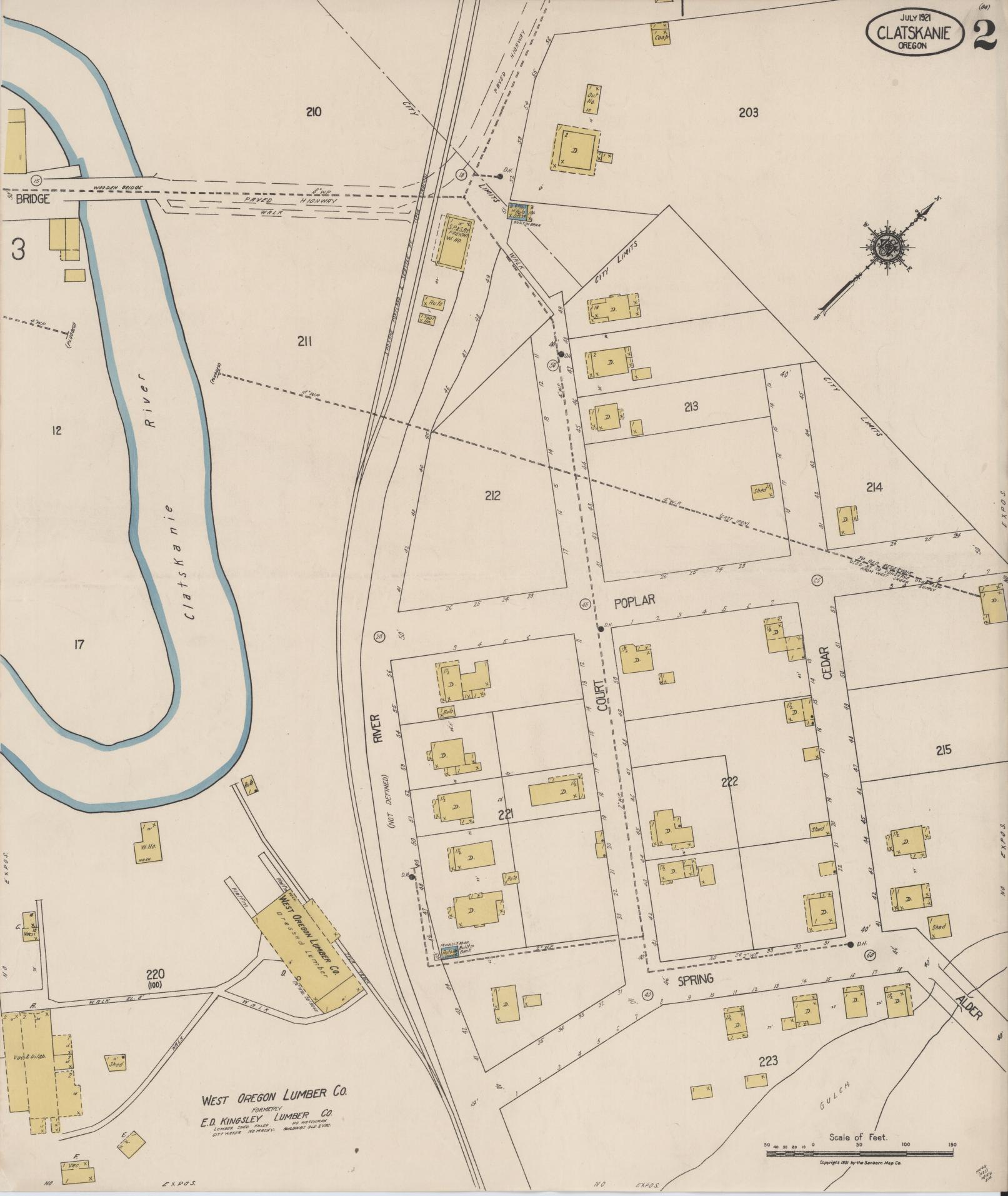 Sanborn Fire Insurance Map from Clatskanie, Columbia County, Oregon (1921), Sheet #0002 - Complete Map Set gallery image, historic Sanborn map, vintage wall art, Oregon Oregon