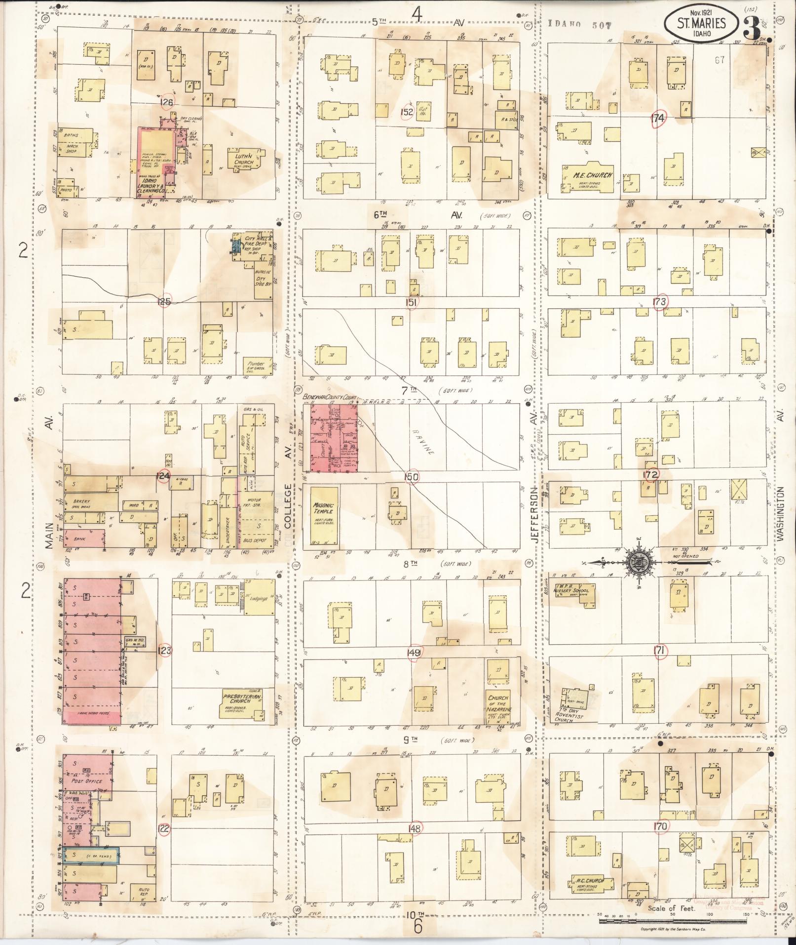 Sanborn Fire Insurance Map from Saint Maries, Benewah County, Idaho (1914), Sheet #0003 - Complete Map Set gallery image, historic Sanborn map, vintage wall art, Idaho Idaho