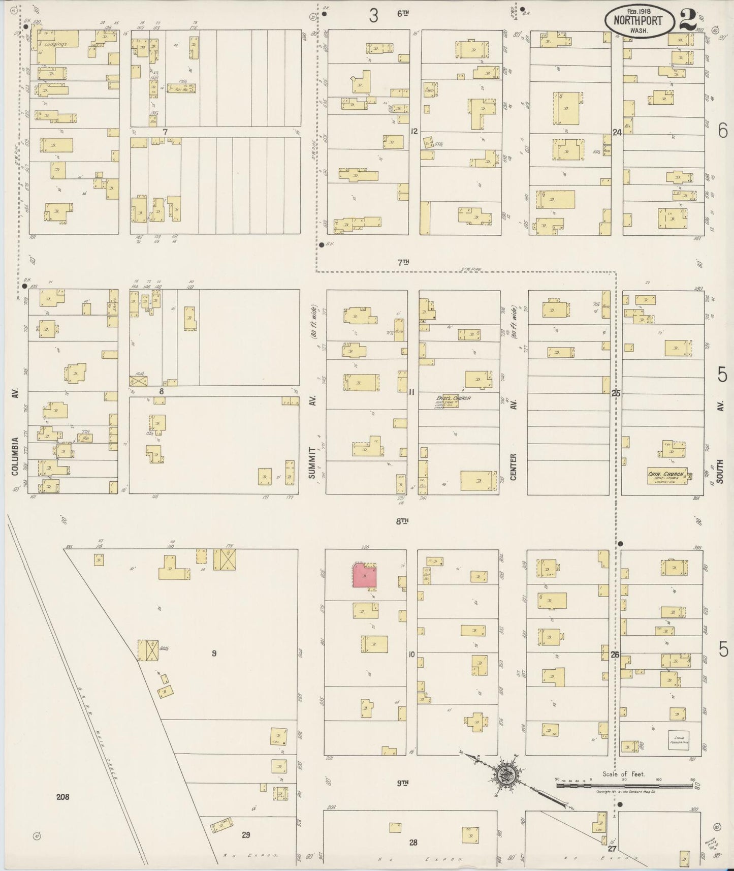 Sanborn Fire Insurance Map from Northport, Stevens County, Washington (1918), Sheet #0002 - Complete Map Set gallery image, historic Sanborn map, vintage wall art, Washington Washington