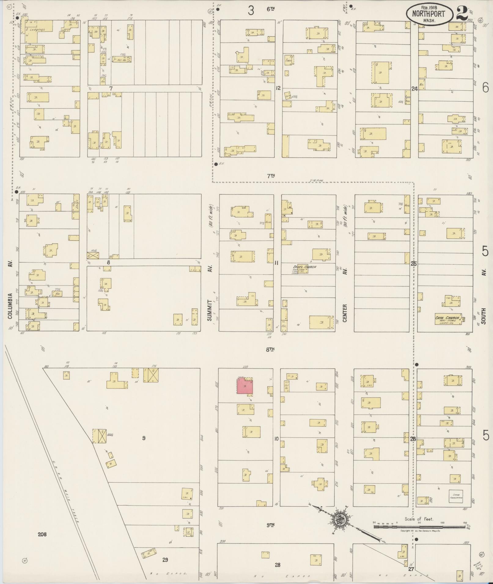 Sanborn Fire Insurance Map from Northport, Stevens County, Washington (1918), Sheet #0002 - Complete Map Set gallery image, historic Sanborn map, vintage wall art, Washington Washington