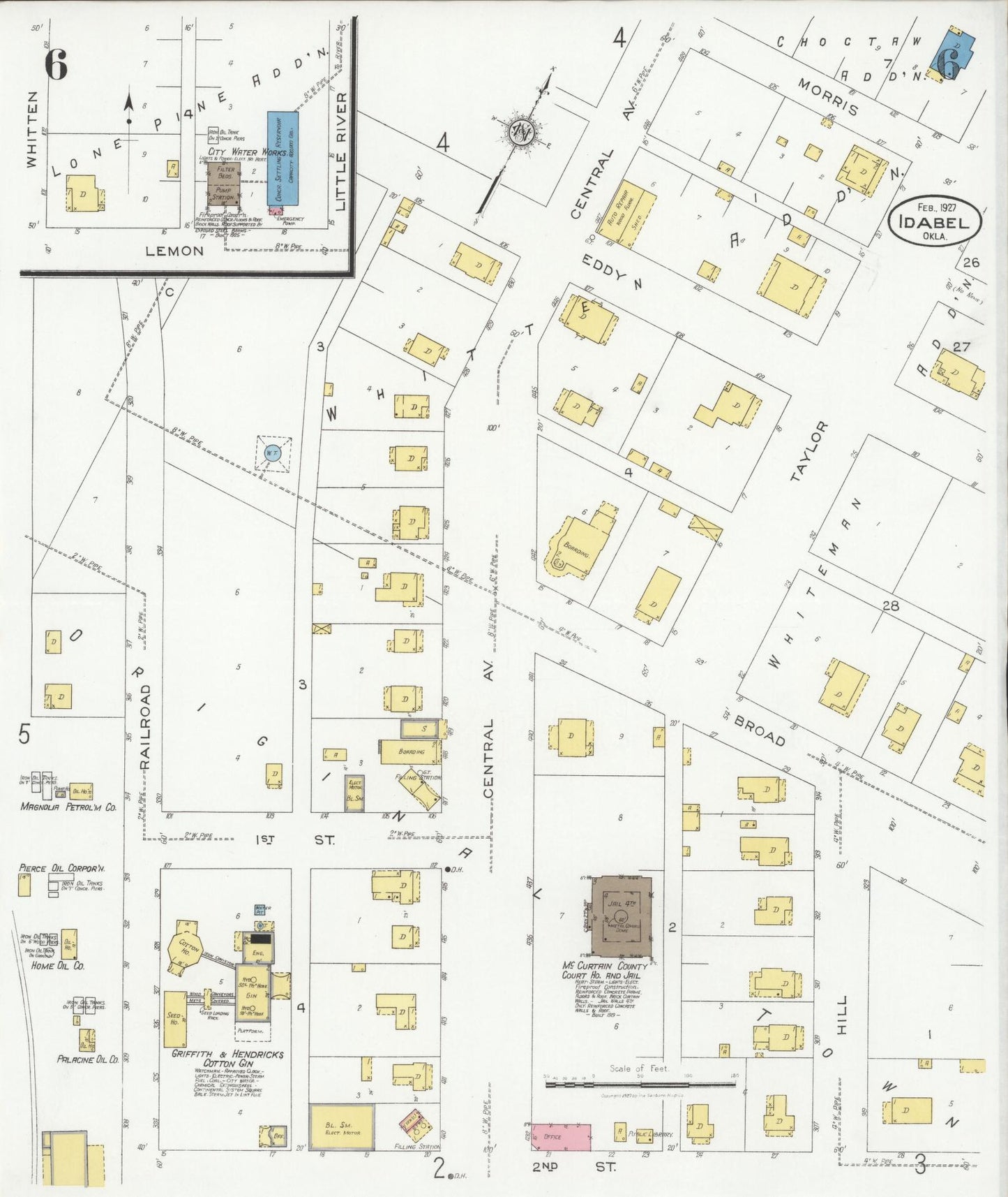 Sanborn Fire Insurance Map from Idabel, McCurtain County, Oklahoma (1927), Sheet #0006 - Complete Map Set gallery image, historic Sanborn map, vintage wall art, Oklahoma Oklahoma