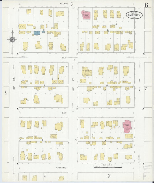 Sanborn Fire Insurance Map from Fairbury, Livingston County, Illinois (1911), Sheet #0006 - Historic Sanborn Fire Insurance Map Print, vintage old map wall art, antique decor, genealogy gift, Illinois Illinois map
