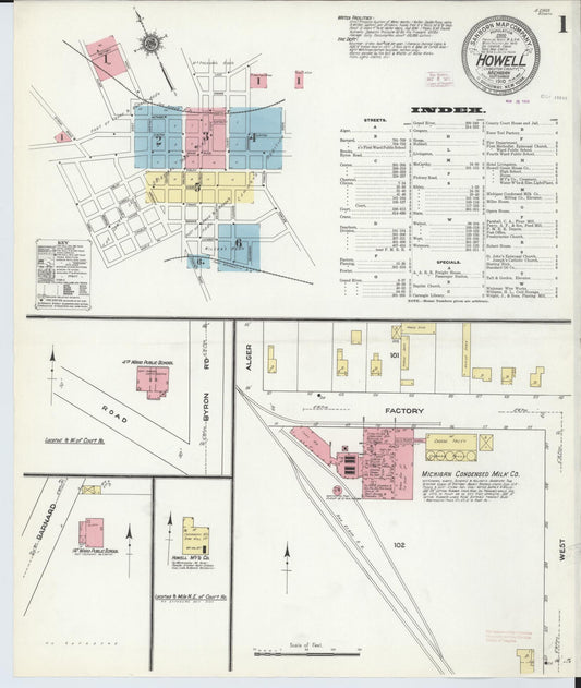 Sanborn Fire Insurance Map from Howell, Livingston County, Michigan (1910), Sheet #0001 - Historic Sanborn Fire Insurance Map Print, vintage old map wall art, antique decor, genealogy gift, Michigan Michigan map