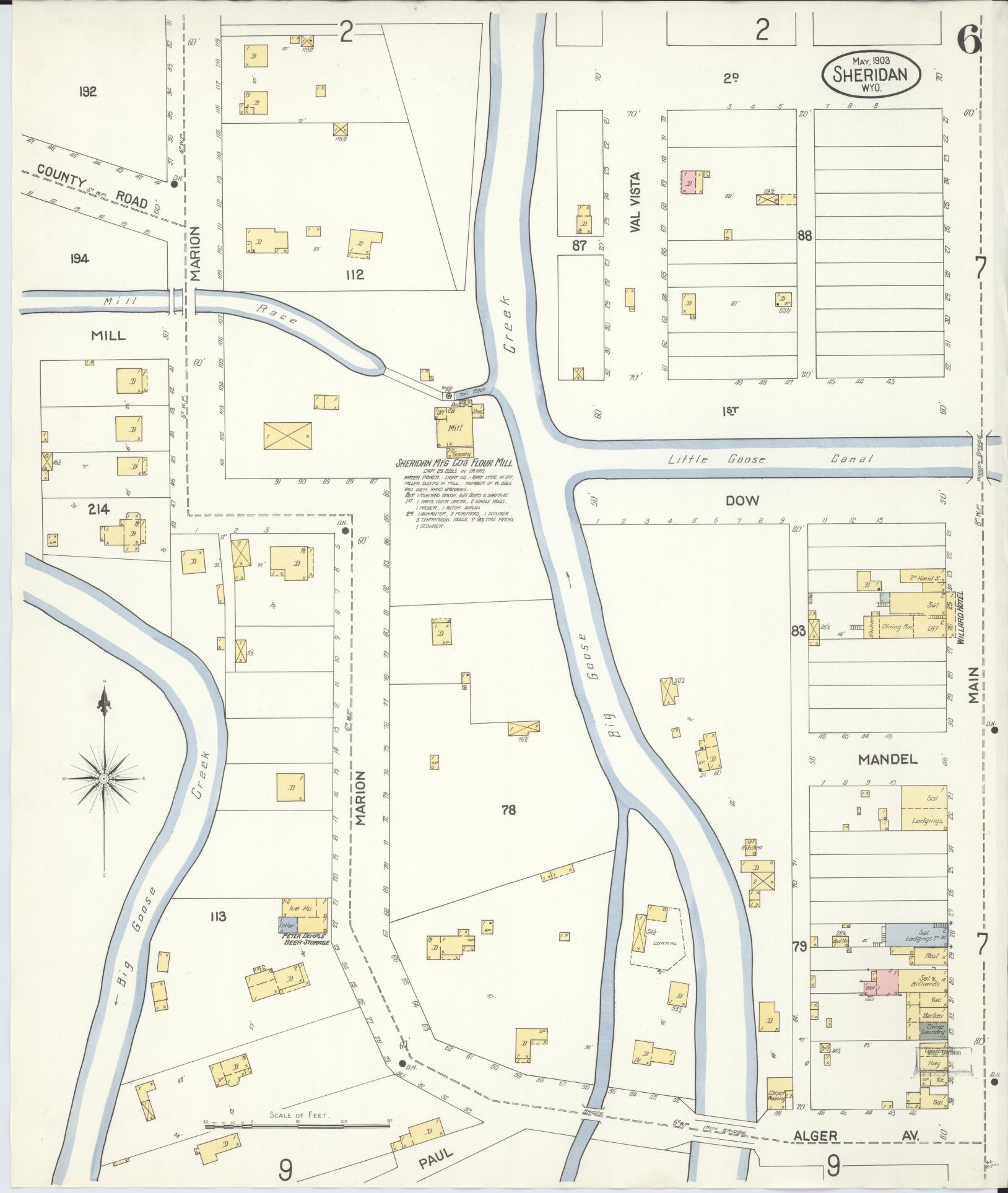 Sanborn Fire Insurance Map from Sheridan, Sheridan County, Wyoming (1903), Sheet #0006 - Complete Map Set gallery image, historic Sanborn map, vintage wall art, Wyoming Wyoming